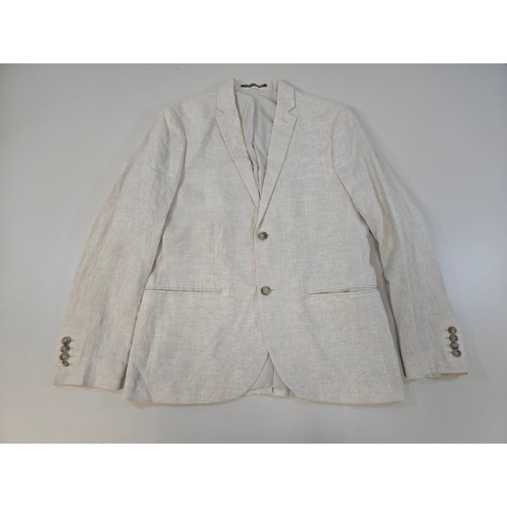 HM Slim Fit Linen Blazer Mens 42R Light Beige Two Button Sport Coat Jacket